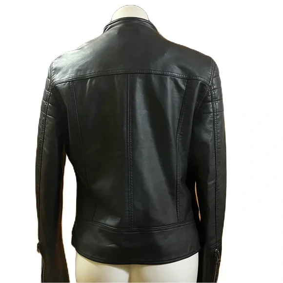 We The Free Black Vegan Leather Moto Biker Jacket Large - Picture 4 of 13